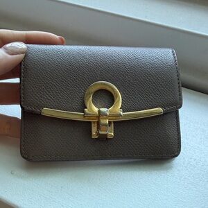 Ferragamo beige Leather Wallet with Gold Hardware